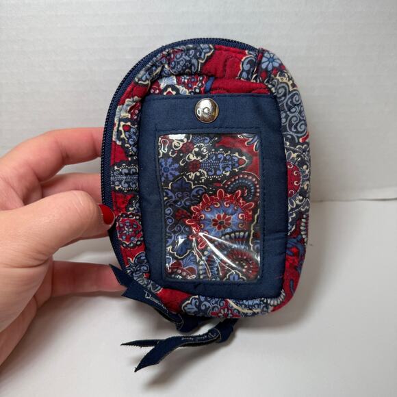 Donna Sharp Quilted Red Blue Paisley Print Cell Phone Bag Wallet - Picture 4 of 6